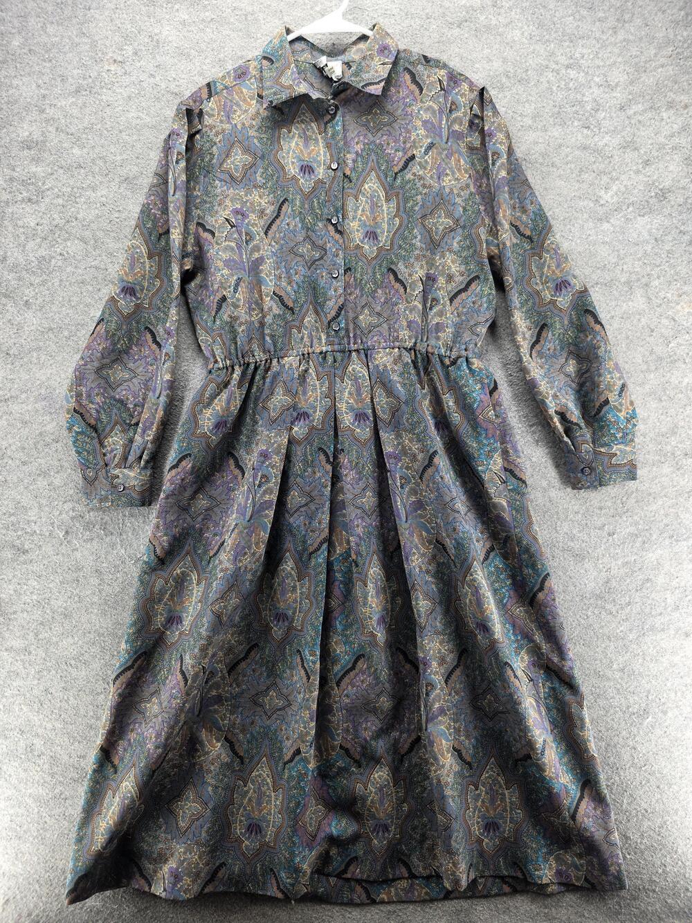 Thomas And Jonathan Of Canterbury Dress Womens 16 Shirt Maxi Paisley Vintage